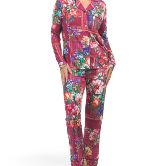 NWT JOHNNY WAS Bethia Long Pajama Set-Xl- Burgandy